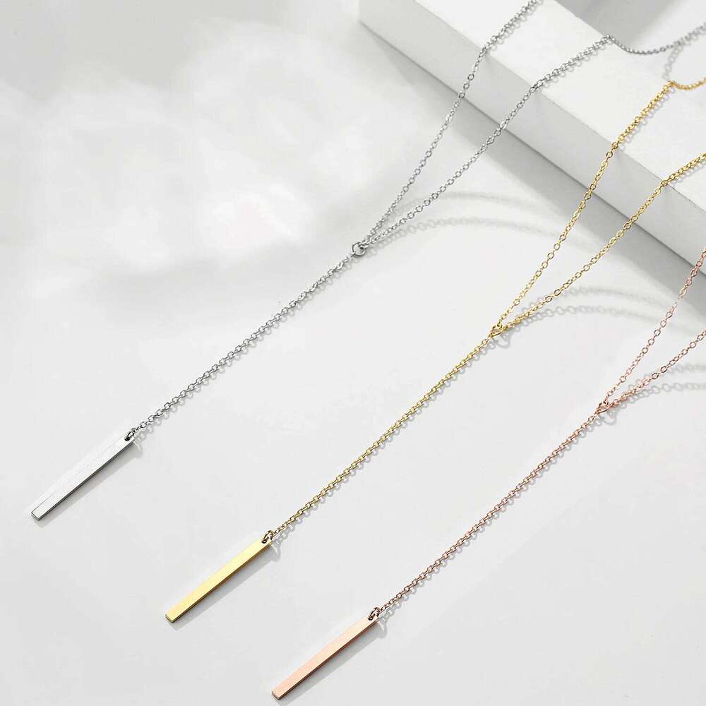 SUNIBI Vertical Bar Pendant Necklaces Stainless Steel Simple Long Lariat Chain Minimalist Dangle Necklace for Women Jewelry Gift H260312