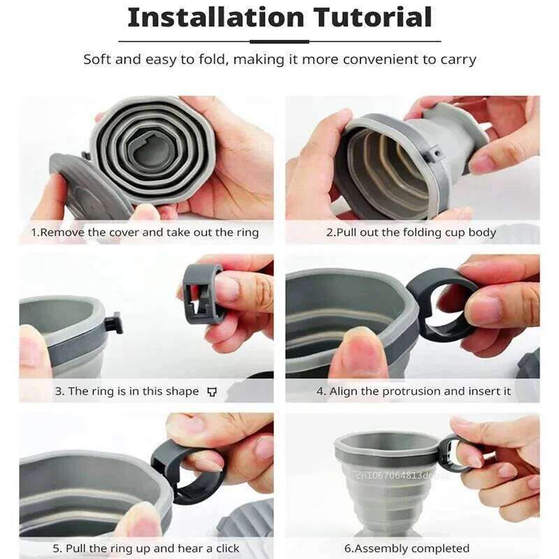 220ml Folding Food Grade Silicone Water Cup for Travel Camping Portable Retractable Environmental Friendly Drinkware Z260313