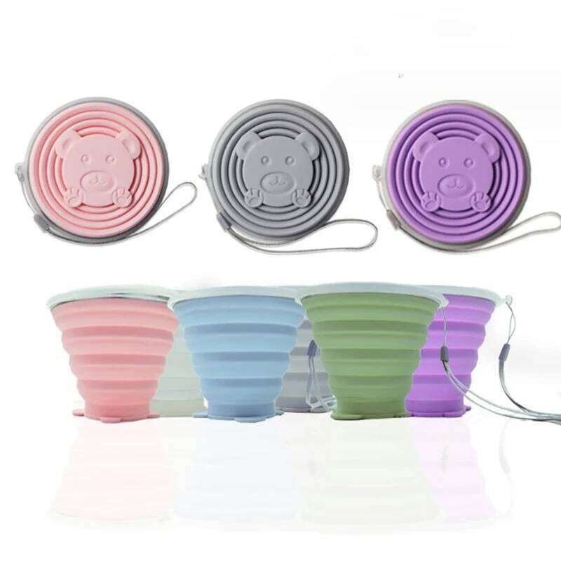 180/320ML Silicone Collapsible Travelling Cups Reusable & Portable Drinking Cup with Lids for Outdoor Hiking/Camping Z260314