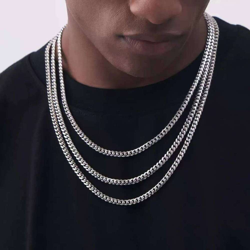 Hip Hop Cuban Chain for Men Women Punk 3 To 7 MM Stainless Steel Choker Necklace Vintage Jewelry Accessories H260312
