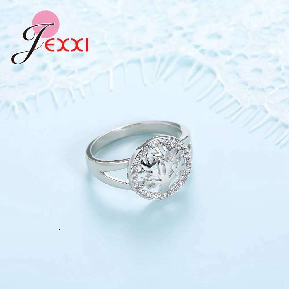 925 Sterling Silver Ring Tree Shape Rings Around Cubic Zircon Stone Elegant Jewelry For Women wholesale Bijoux H260312