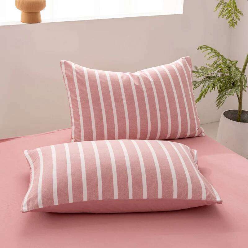 WASART Pink striped bedding four-piece set duvet cover bed sheet with pillowcase 220x240 queen king size four seasons universal H260312 - view 6