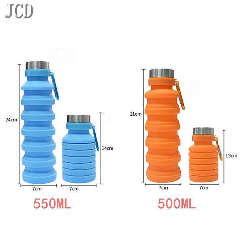 Food Grade Silicone Foldable Cup Outdoor Sports Travel Running Fitness Portable Water BottleCup with Mountaineering Buckle Z260314