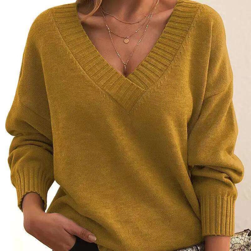 2025 Fall Winter New Fashion Women's Sweater Loose-Fit V-Neck Casual Pullover Knit Tops Y2k Clothing Z260313