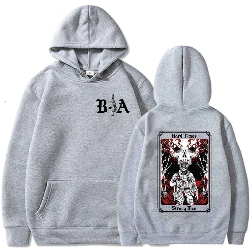 Autumn and winter sweatshirt hard times print men's street casual fashion warm long-sleeved hoodie outdoor sports shirt Z260314