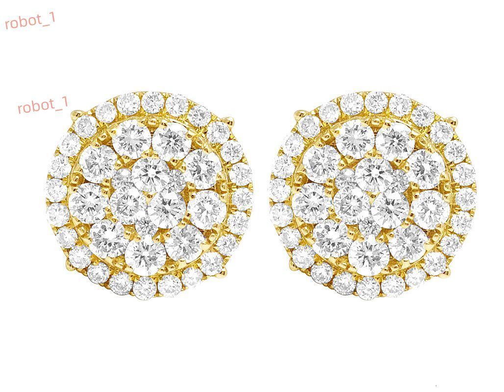 Classic Style Yellow Gold Plated With Round Moissanite Diamond Elegant Stud Earrings For Women Weddings and Gifts