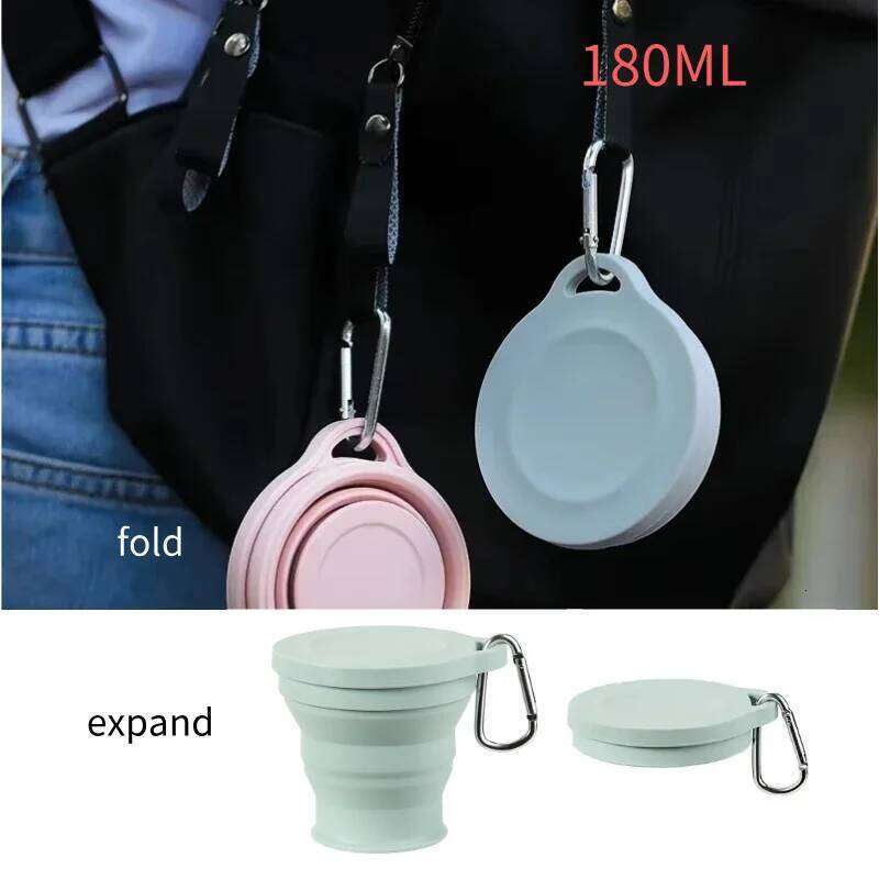 180ml Silicone Folding Creative Water With Hanging Hole Portable Washing Cup For Outdoor Camping Hiking Travelling Z260314