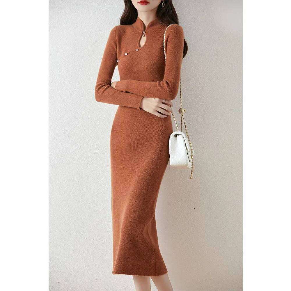 Chinese Style Dress Women Pullover Sweater 100% Merino Wool Knitwear Slim Elegant Retro Skirts Autumn Winter Soft Cashmere Z260313