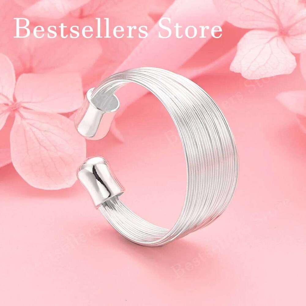 1 piece of 925 sterling silver delicate multi line ring with an opening, women's gift, wedding jewelry accessories H260312