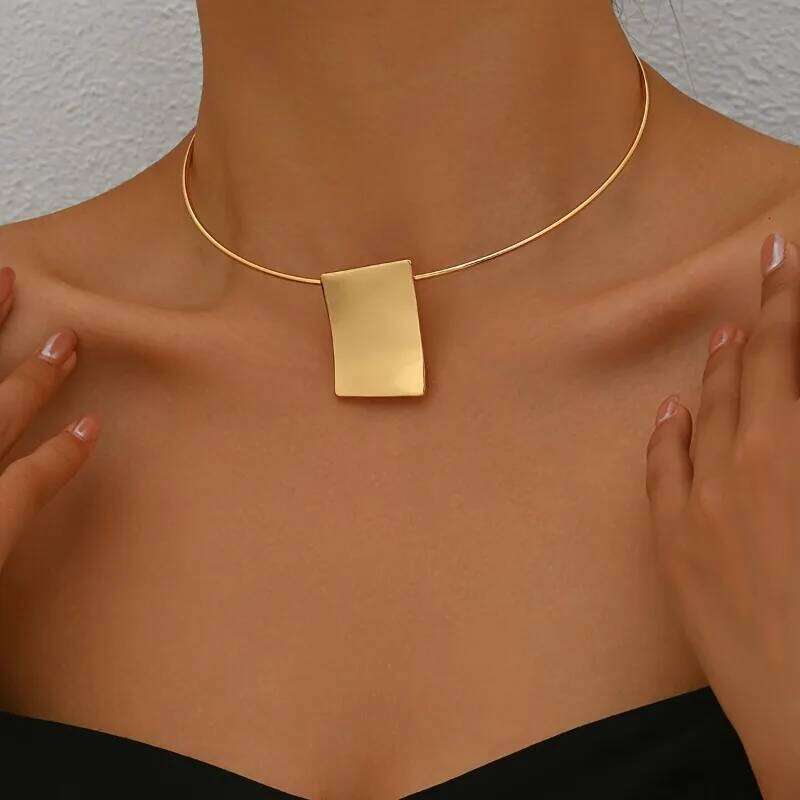 Geometric Square Choker Necklace Vintage Style Jewelry for Women Collar Women's Simple Holiday Party Accessories H260312