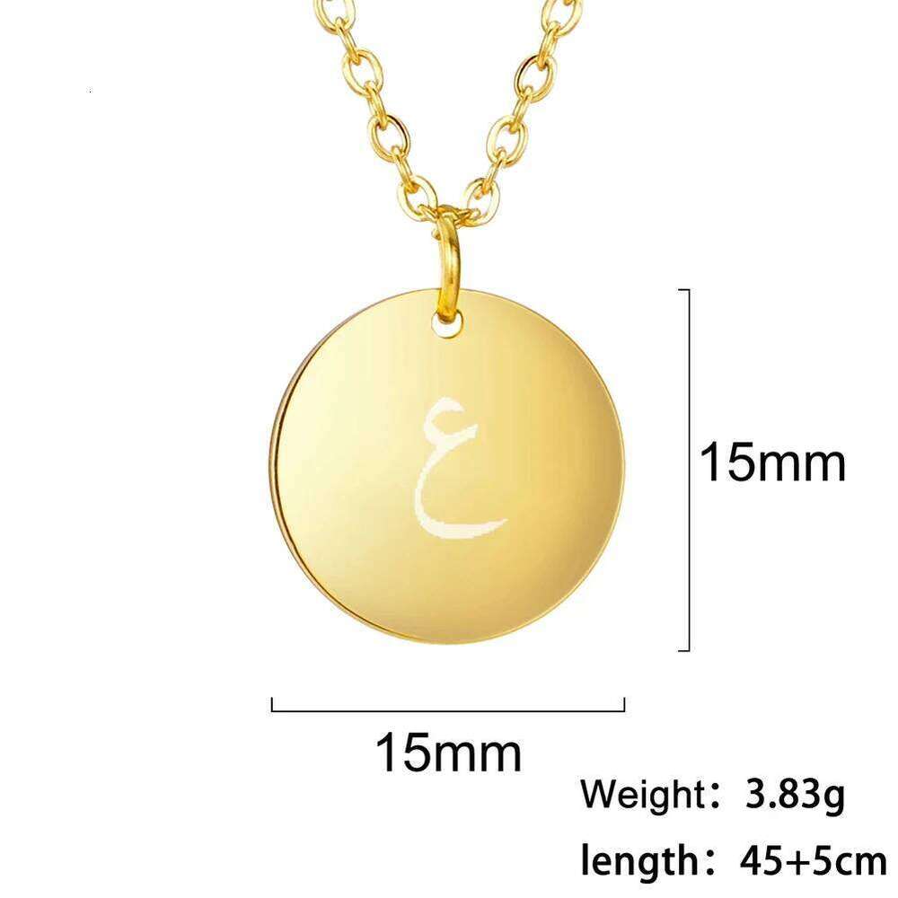 Cazador Arabic Letter Round Pendant for Women Stainless Steel Arab Alphabet Choker Necklace Jewelry 2025 Valentine Gift H260312