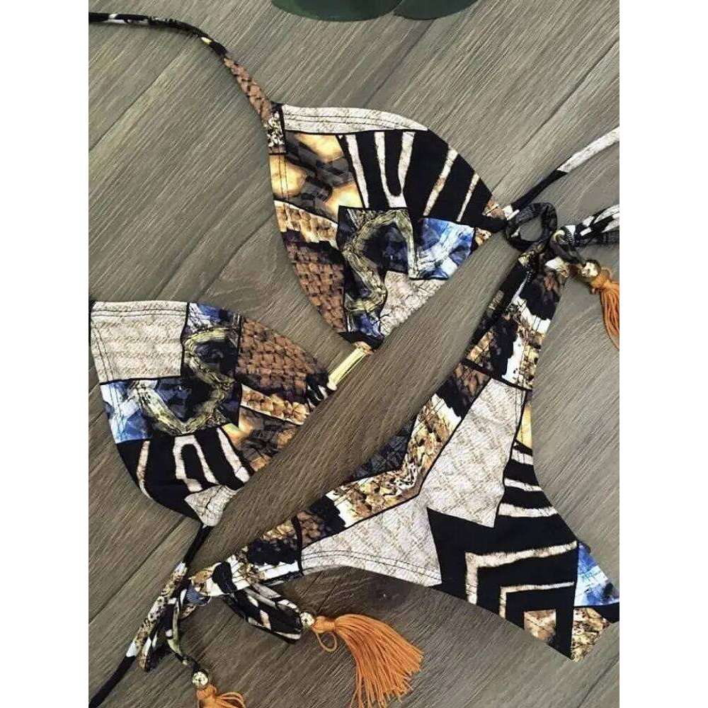 2020 Floral Print Swimwear Women Swimsuit Brazilian Bikini Push Up Bikinis Bandage Biquini Feminino Women's Swimming Suit Y260303