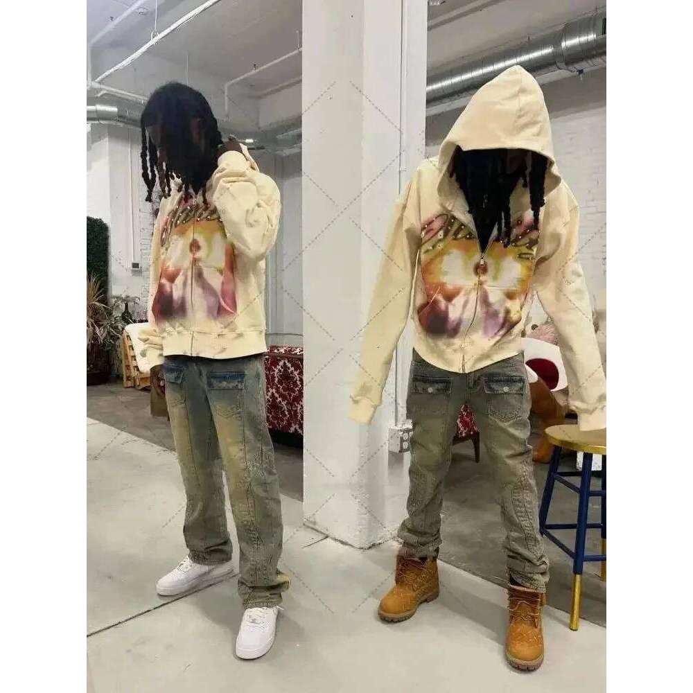 American Retro Autumn Winter High Street Design Cardigans Men And Women Harajuku Aesthetics Hooded Sweatshirt Jackets Z260314