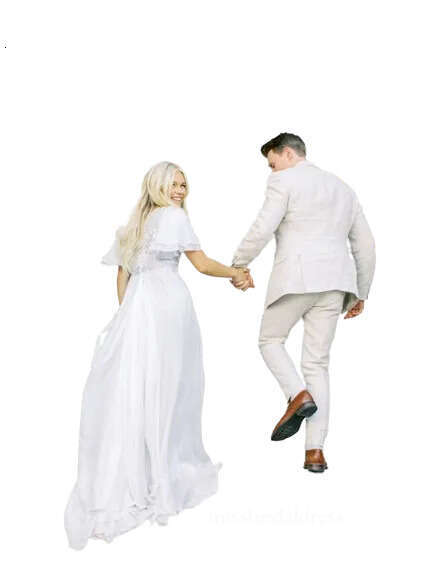 Vintage Aline Modest Wedding Dresses With Flutter Sleeves Scoop Neck Lace Top Chiffon Skirt Bogho Informal Bridal Gowns C D0313