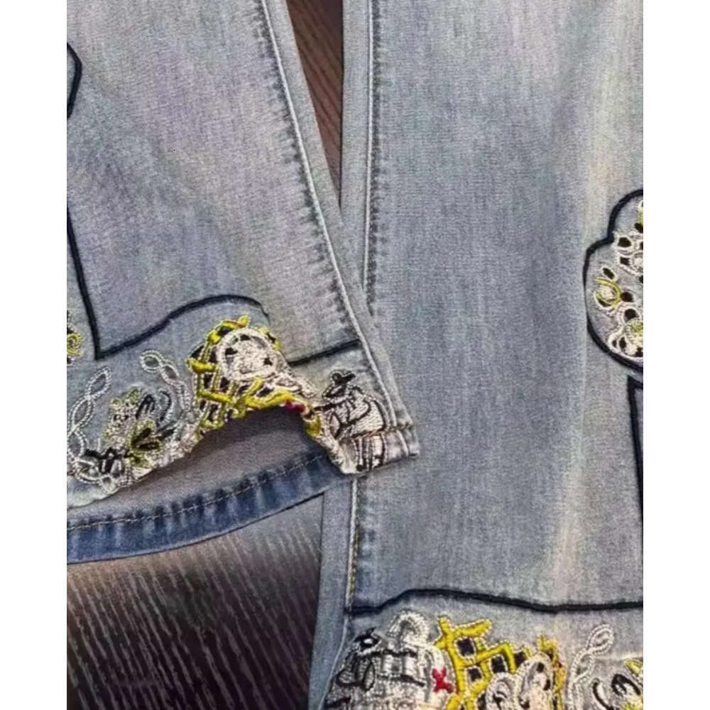 Jeans Casual Embroidered Wide Leg Jean Women's Pant Clothing 2026 Spring Trouser Summer High Waisted Elegant High-end Z260313