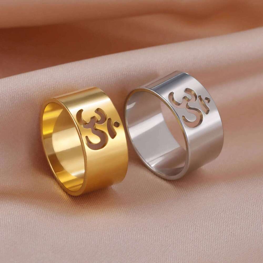 LIKGREAT Buddhism Indian Yoga Om Symbol Rings for Women Stainless Steel Supernatural Religious Talisman Amulet Jewelry Gifts New H260312