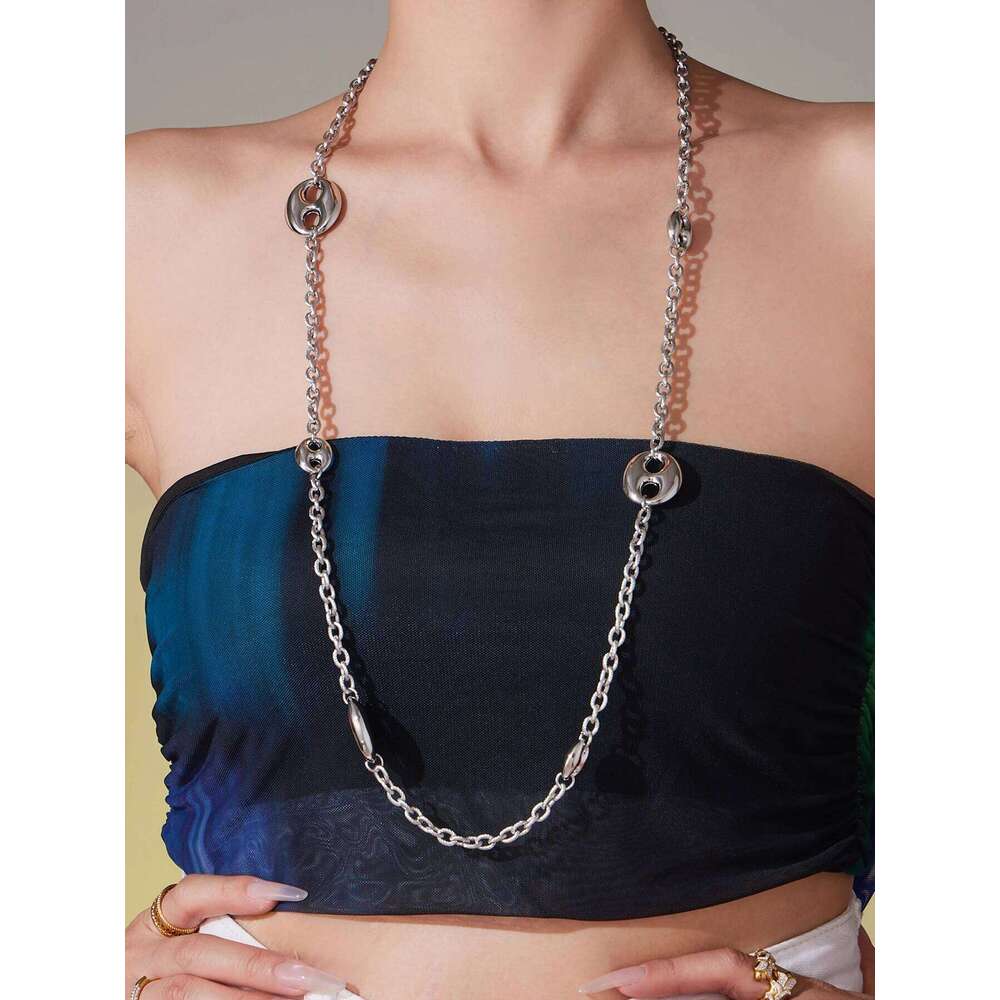 Nivora Chunky Pig Nose Ring Sweater Chain Necklaces for Women Stainless Steel 18K PVD Gold Plated Collar Choker Jewelry Gifts H260312