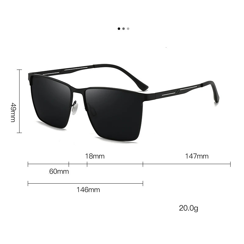 Mens Business Polarized Sunglasses Metal Square Frame Fashion Sunglasses 5152 260312