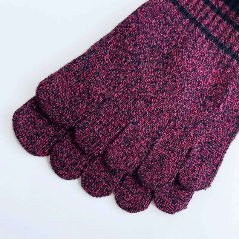 1/4 Pairs Long Five Finger Mans Pure Cotton Compression Striped Vintage High Tube Colorful Fitness Sport Toe Socks Student Z260313