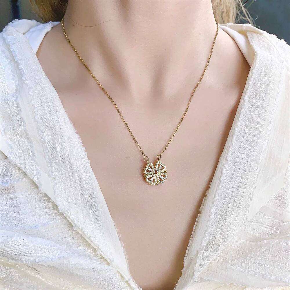 Versatile Minimalist Exquisite Beautiful Heart-shaped Design with Cr in One Titanium Steel Necklace H260312