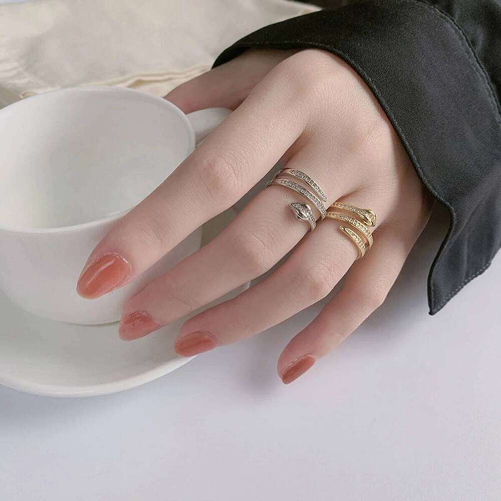 Vintage Snake Rings for Women Men Stainless Steel Serpentine Shaped Opening Adjustable Zircon Ring Punk Hip Hop Jewelry Gift H260312
