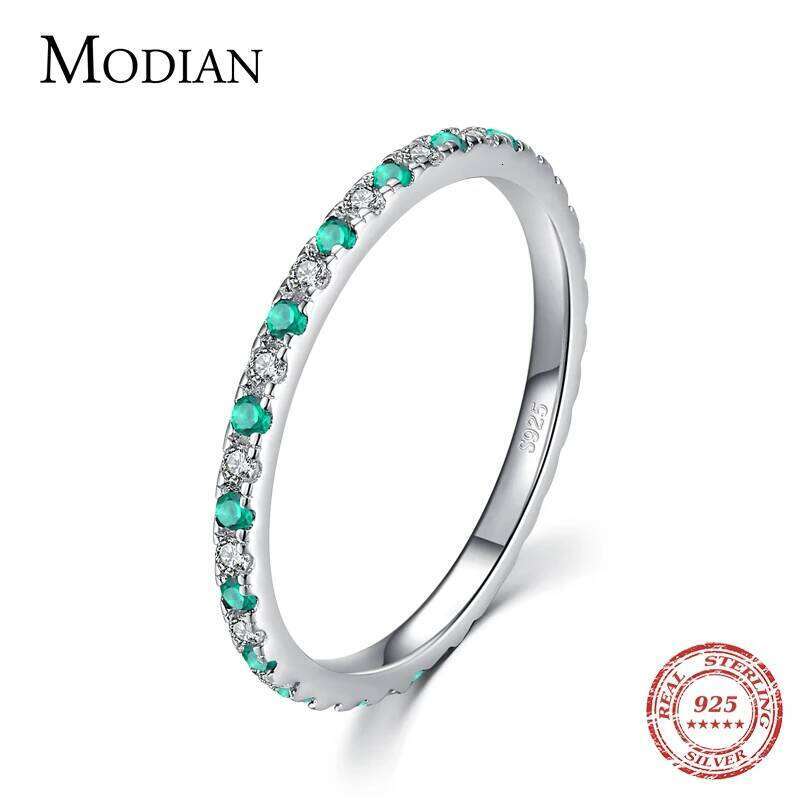 Modian Rainbow CZ Finger Rings for Women Stackable Slim 4 Color Wedding Engagement Band 925 Sterling Silver Fine Jewelry 2021 H260312