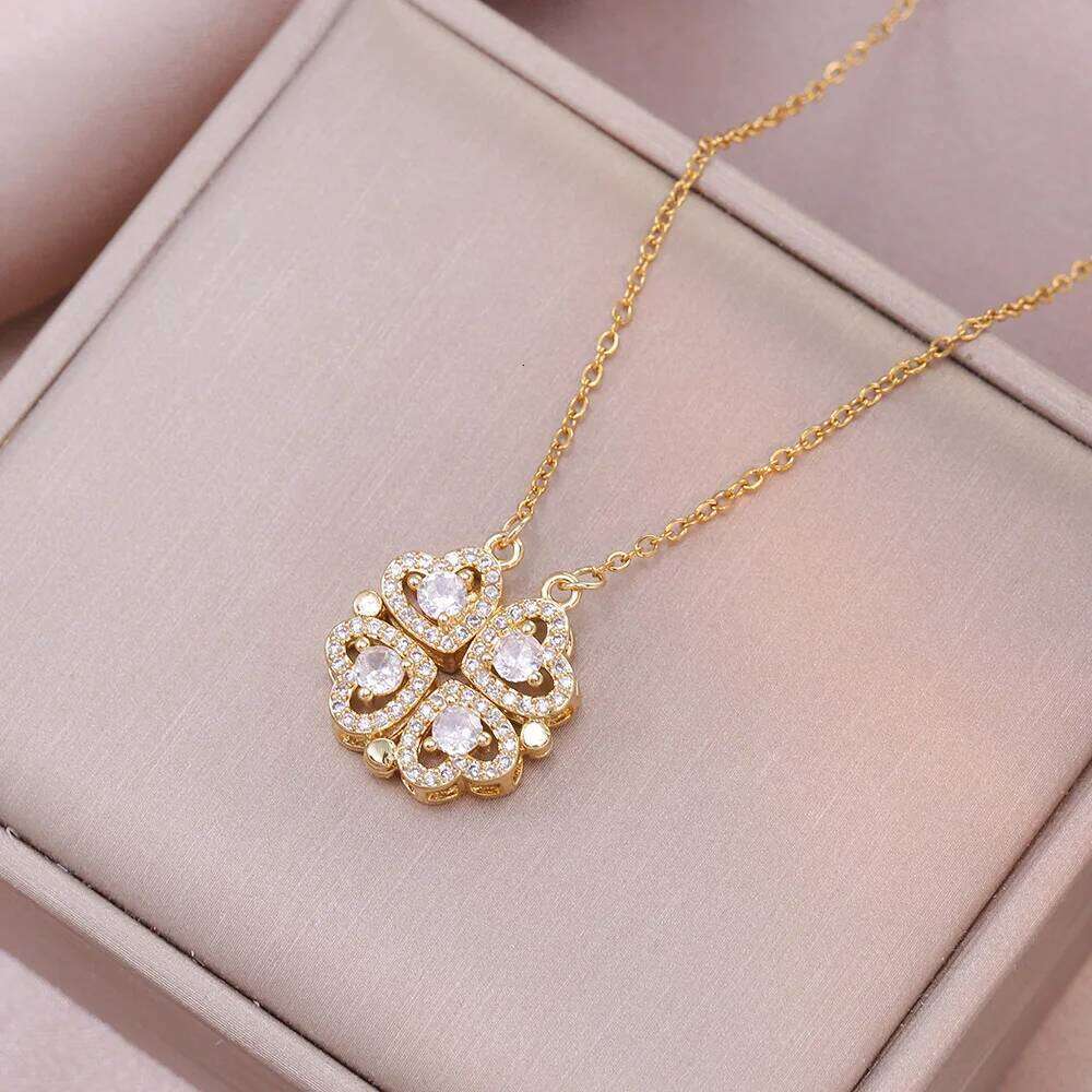 Romantic Sweet Can Open Zircon Cr Choker Necklace for Women Girls Trendy Stainless Steel Chain Bling Jewelry Gifts H260312