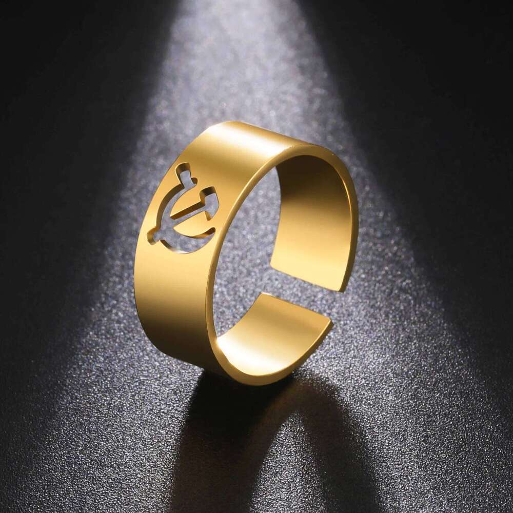 Lemegeton 2024 USSR Symbol Logo Hammer Sickle Ring Stainless Steel Opening Adjustable Vintage Jewelry Party Accessories H260312