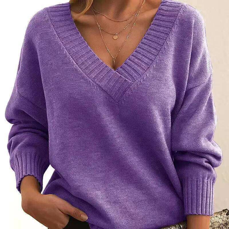 2025 Fall Winter New Fashion Women's Sweater Loose-Fit V-Neck Casual Pullover Knit Tops Y2k Clothing Z260313