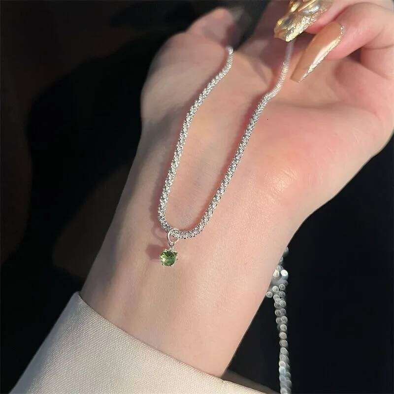 2025 New Sparkling Silver Color Necklace with White Zircon Pendant Women Trendy Clavicle Chain Choker Wedding Party Jewelry Gift H260312