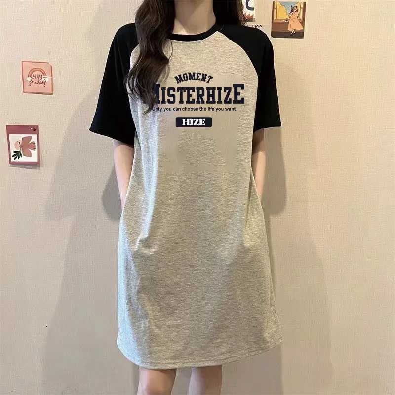 Summer Fashion Trend New Simple Letter Printing Loose Round Neck Short-sleeved Womens DressT260314