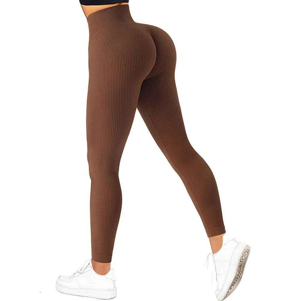 Women Ribbed Seamless High Waisted Gym Yoga Pants Push Up Leggings Athletic Fitness Workout Leggins Booty Sport Tights 26Y0313