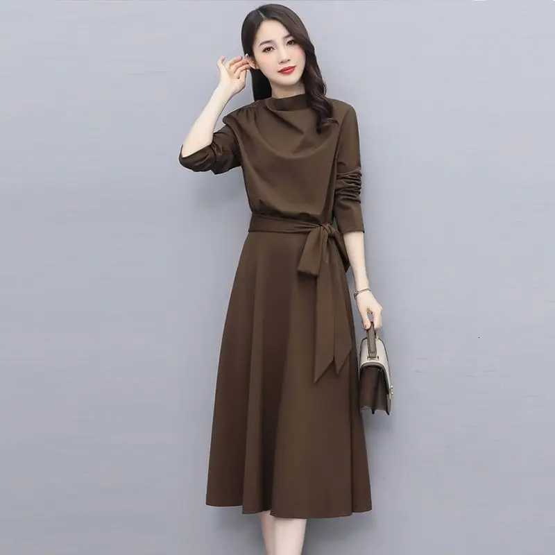 Long Sleeves Dresses Womens Elegant Midi Dresses for Women Womens Office Dress Woman Streetwear Autumn Winter Korean Style NewT260314