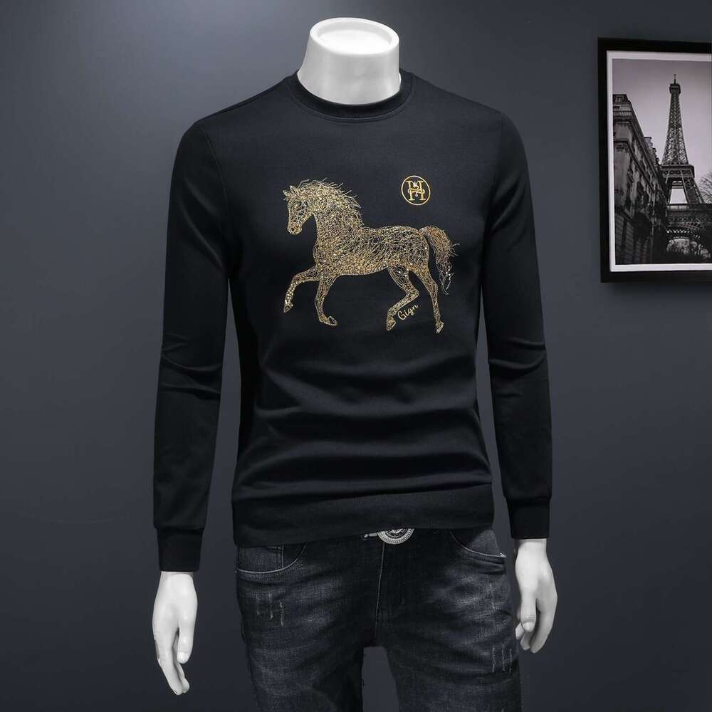 European Station Autumn New Sweatshirt Casual Round Neck Long Sleeve Embroidered T-Shirt Base Shirt Export Men's