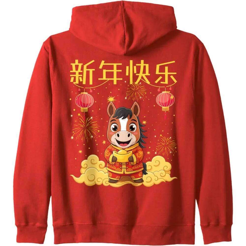 New 2026 Casual Hoodies Year of The Horse Chinese Zodiac Hoodie Tops Men Women Unisex Fashion Festival Costumes Z260314