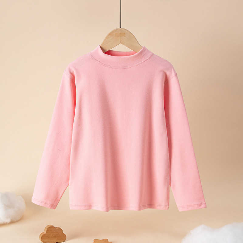 T-shirts Children's Half Turtleneck Pure Cotton Base Shirt Fleece-Lined Boys Girls Sweatshirt Thickened Warm Baby Top Inner Wear Autumn Winter