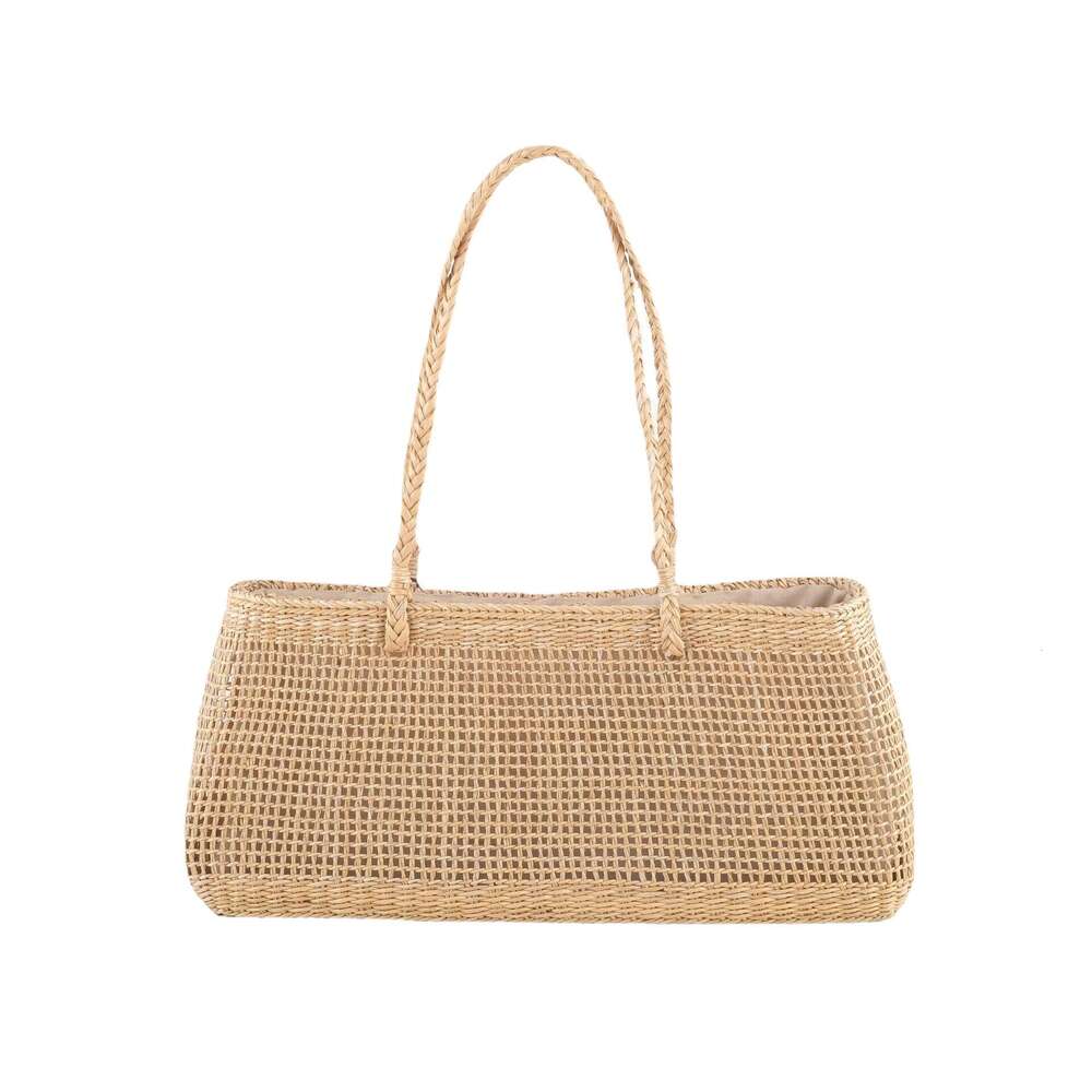 Xu Xing Craft INS Summer Yellow Straw Underarm Mesh Drawstring Handheld Beach Shoulder Artistic Woven Bag