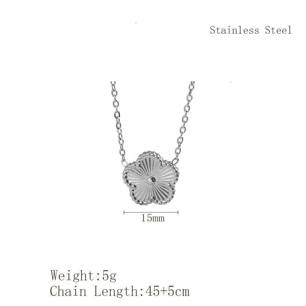 Fashion Stainless Steel Five Cr Necklace Pendant Women Flower Jewelry Gift For Him H260312