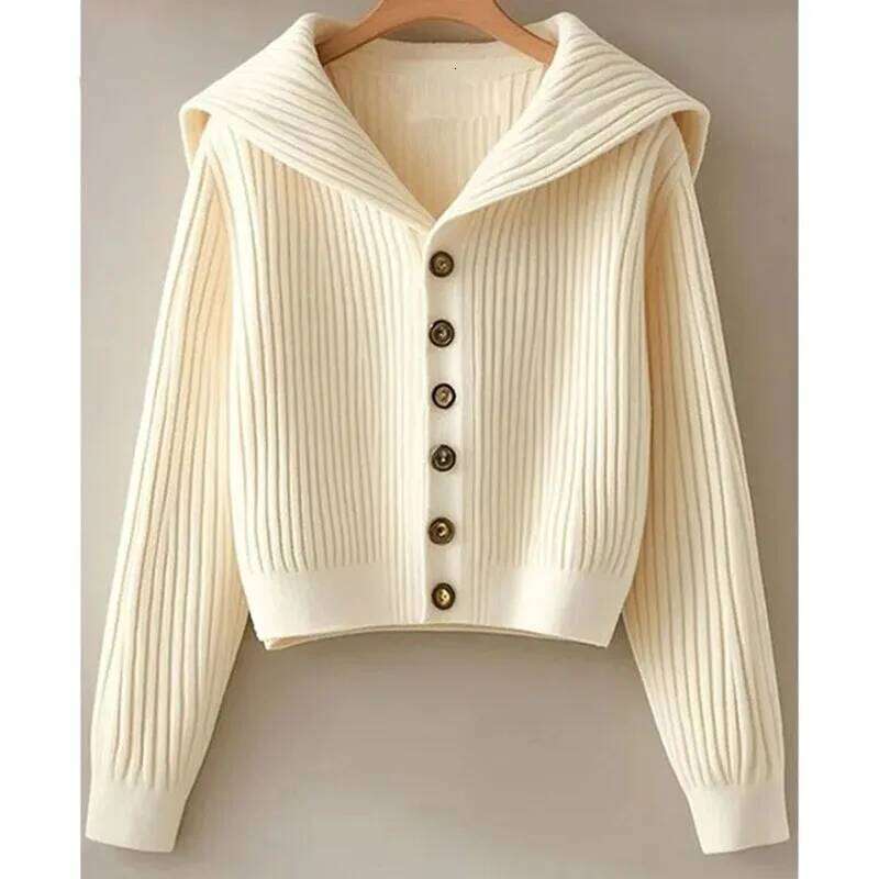 Spring Autumn Women Leisure Solid Color Knitted Retro Lady Fashion Long Sleeves Sweater Cardigan Lazy Wind Female Knitting Top Z260313