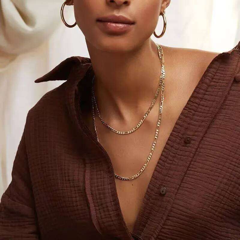 ASONSTEEL 1 Piece Rope Cuban Link Chain Stainless Steel Necklace 45cm/50cm/55cm/60cm Gold Color Jewelry For Women Men Trending H260312