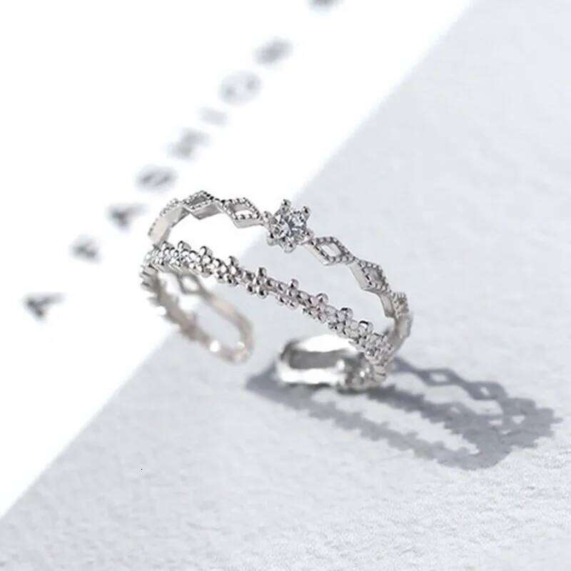 VENTFILLE 925 Sterling Silver Flower Lace Ring Korean Fashion Opening Inlaid CZ Adjustable Rings Valentine's Day Gift H260312