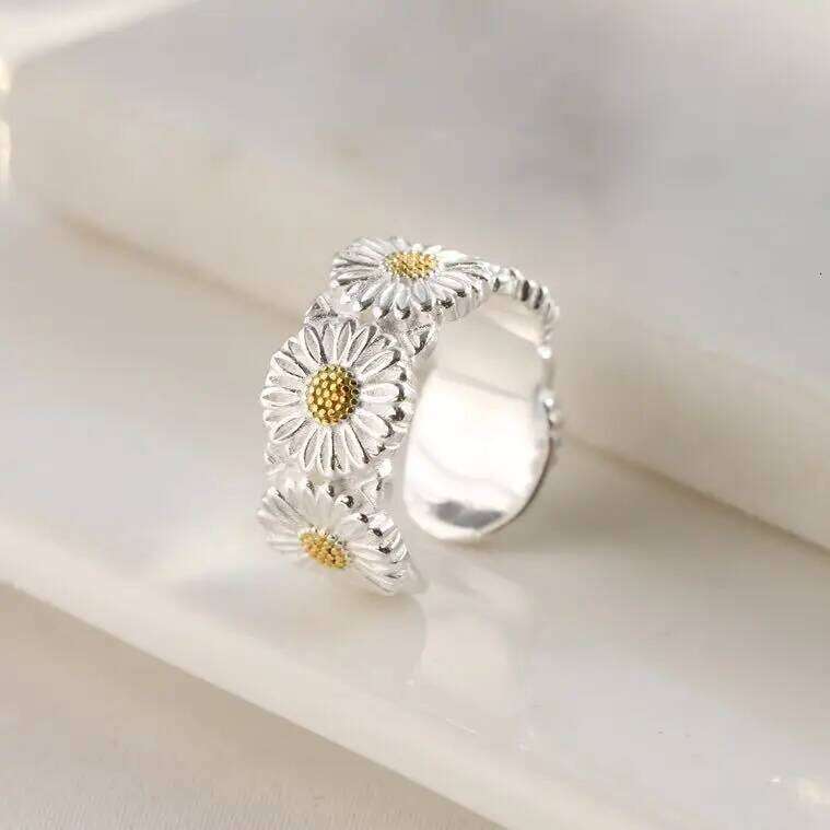 925 Sterling Silver Rings For Women Flower Simple Minimalist Open Finger Ring Fashion Band Female Bijoux Gift H260312