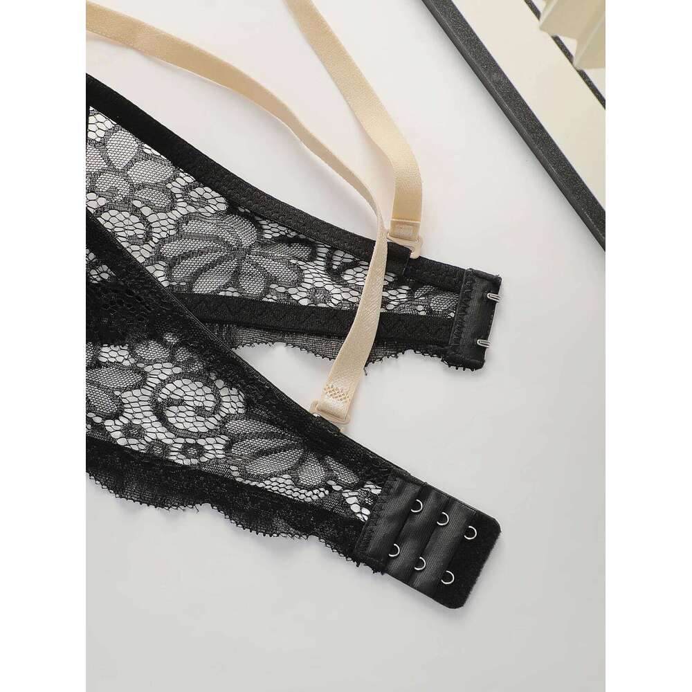 Women's sexy embroidered lace lingerie with steel ring gathering push up daily casual close fitting bra set B2076
