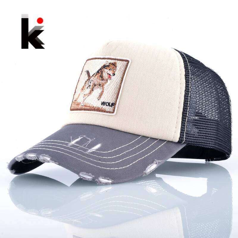 Fashion Unisex Patch Bones Wolf Embroidery Hip Hop Hats Breathable Mesh Baseball Caps Men Women Casquette Summer Trucker Gorras Z260314