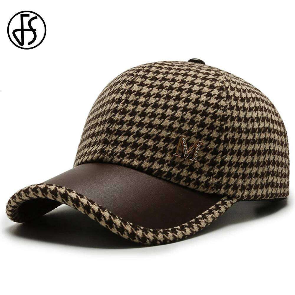 FS Brand Brown Plaid Winter Baseball Caps For Men British Houndstooth Trucker Cap Luxury Women Hat Casquette Femme 2026 Z260313