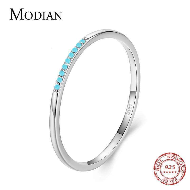 Modian High Quality Turquoise Vintage Ring Real 925 Sterling Silver Exquisite Finger Rings For Women Statement Jewelry Gift H260312