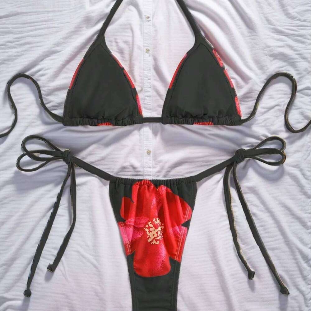 Women 2024 New Accounting Strap Printed Split Swimsuit Bikini Y260303