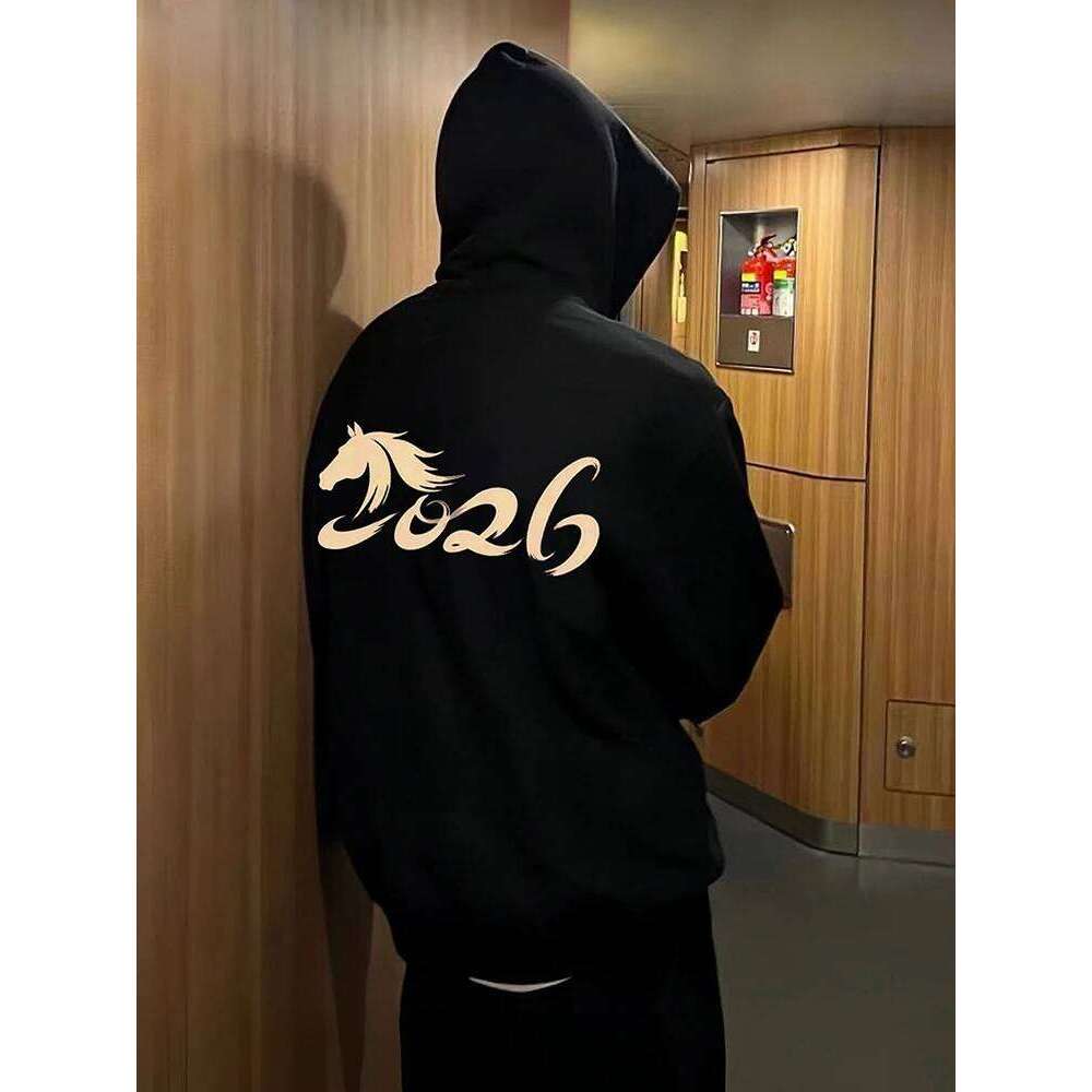 Tra Hoodie Sweatirt ex Oversized Fce Lined Printed Casual Streetwear Autumn Winter Faion for Couples And Youth Z260315