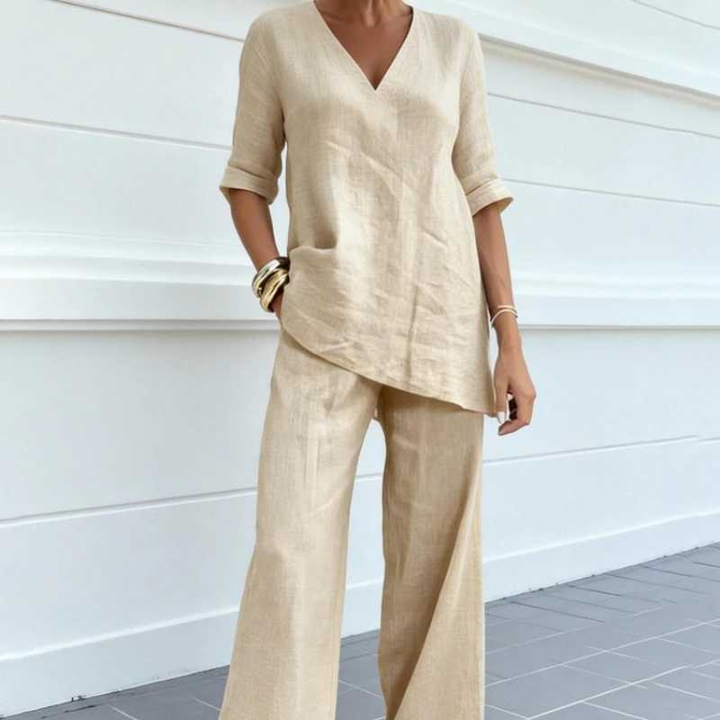 Solid Color Casual Loose Pants Sets For Women 2026 Elegant Autumn Womens Two Pieces Suit Full Trouser Set Female Outfit Clothes M260313