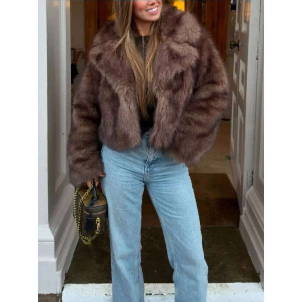 2025 New Autumn Winter Top Clothing Women Fashion Thickened Warm Faux Coat Female Long Lapel Fake Fur Jakcet Lady Ourterwear Z260313